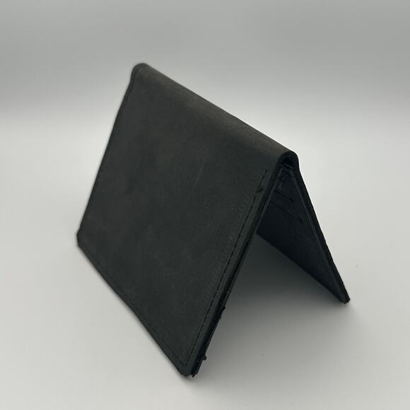 Minimalist Handmade Oaxaca Charcoal Gray Suede Leather Slim Cardholder Wallet - Picture 8 of 10